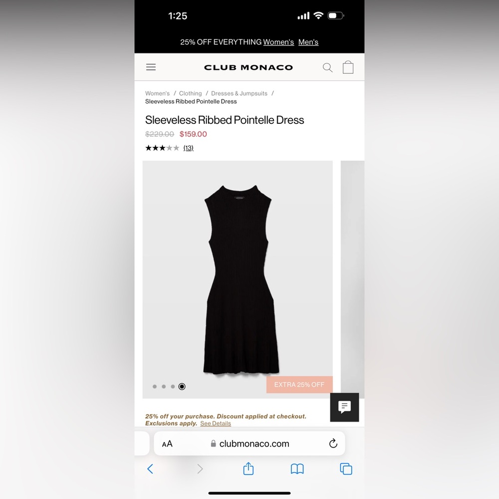 Club Monaco Mini Dress. Size XS never worn